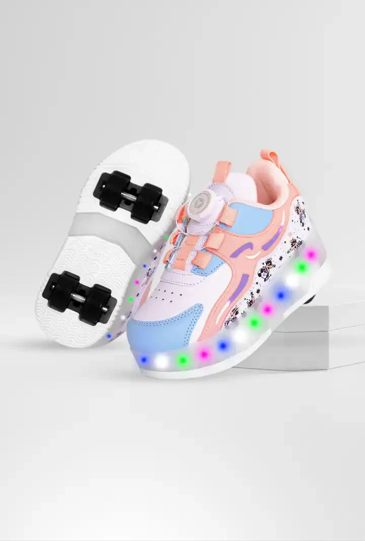 Işıklı Patenli Tekerlekli Spor Ayakkabı Pembe