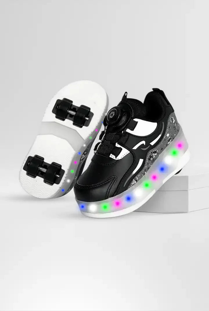 Işıklı Patenli Tekerlekli Spor Ayakkabı Siyah
